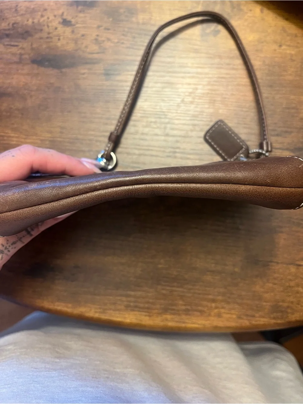 Coach Classic Brown Leather Wristlet Bag